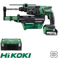   HIKOKI DH18DPC-5AH-VACUUM SDS-Plus akkus fúró-vésőkalapács porelszívóval 18V - 3,2J (Hitbox koffer)