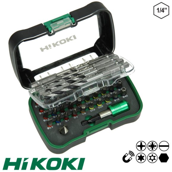 HIKOKI Proline 750365 bitbehajtó és fúrószár készlet, 50 darabos (1/4" bit befogás)