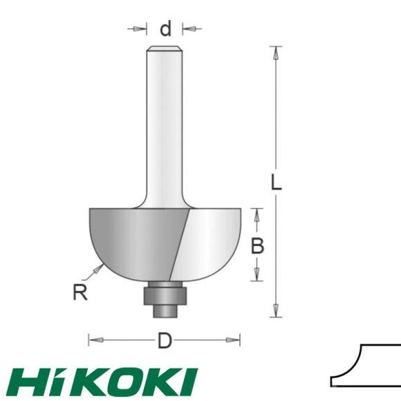 HIKOKI Proline 754085 homorulatmarófej (golyóscsapággyal),  Ø 25.4x14.3/52 mm (R=7.9 mm) (8 mm-es befogás)