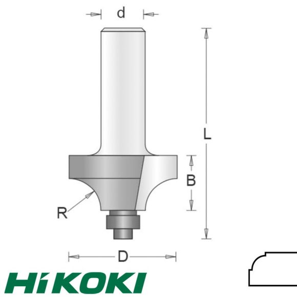 HIKOKI Proline 754022 profilmarófej (golyóscsapággyal),  Ø 25.4x12.7/49 mm (R=6.3 mm) (6 mm-es befogás)