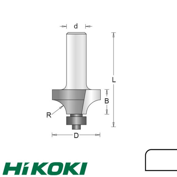 HIKOKI Proline 754031 lekerekítőmarófej (golyóscsapággyal),  Ø 19.1x9.5/49 mm (R=3.2 mm) (6 mm-es befogás)