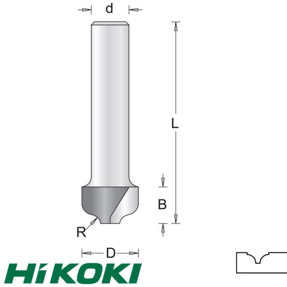 HIKOKI Proline 754090 profilmarófej,  Ø 12.7x9.5/50 mm (R=2 mm) (8 mm-es befogás)