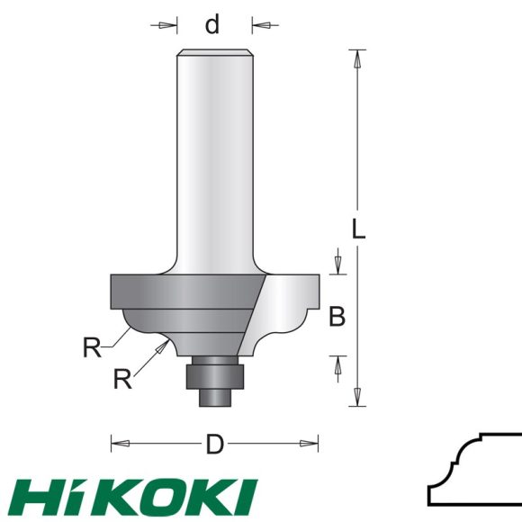 HIKOKI Proline 754114 multiprofilmarófej (golyóscsapággyal),  Ø 34.9x13.5/52 mm (R=4.8 mm) (8 mm-es befogás)