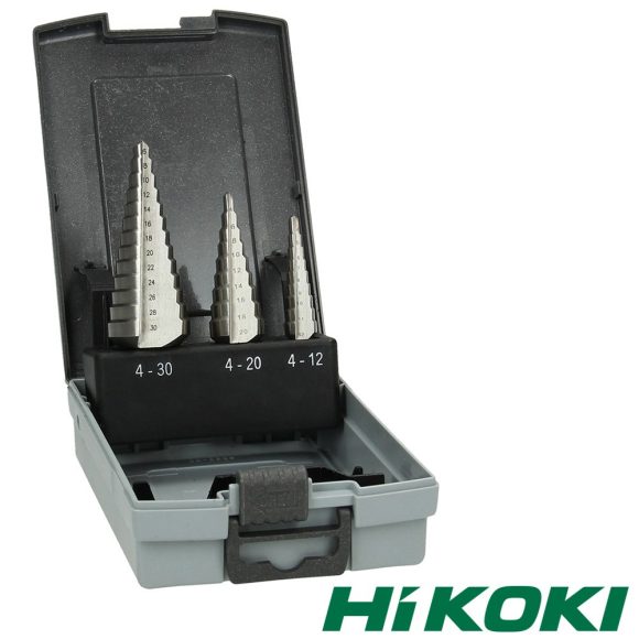 HIKOKI Proline 780114 HSS lépcsős fémfúró készlet (egyenes vágóéllel), 3 darabos (4-12, 4-20, 6-30 mm)