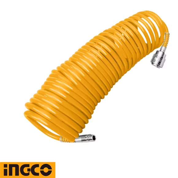 INGCO AH1151 pneumatikus spiráltömlő gyorscsatlakozóval, PU 5x8 mm - 15 m