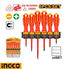   INGCO HKISD0608 szigetelt csavarhúzó készlet, PH, SL - 6 részes (VDE 1000V)