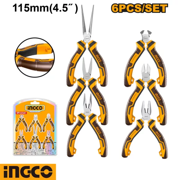 INGCO HMPS06115 mini fogó készlet 115 mm - 6 részes