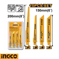   Ingco RSB1001 orrfűrészlap készlet (fa-fém-műanyag) - 10 darabos