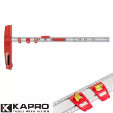   KAPRO 314-90 Set & Mach T-derékszög vonalzó fogantyúval, kiegészítőkkel, 2 libella - 120 cm