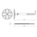 Koelner KI-200 szigetelésrögzítő dűbel, műanyag szeggel - 10x200 mm