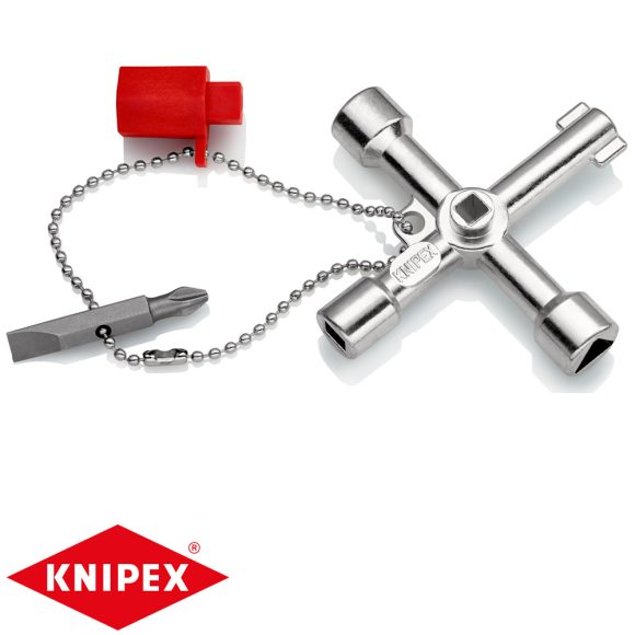 Knipex 00 11 03 kapcsolószekrény kulcs (használatos szekrényekhez és elzáró rendszerekhez)