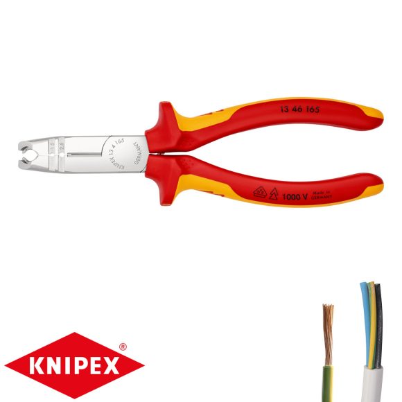 Knipex 13 46 165 csupaszító-köpenyeltávolító fogó oldalvágóval (VDE, 165 mm)