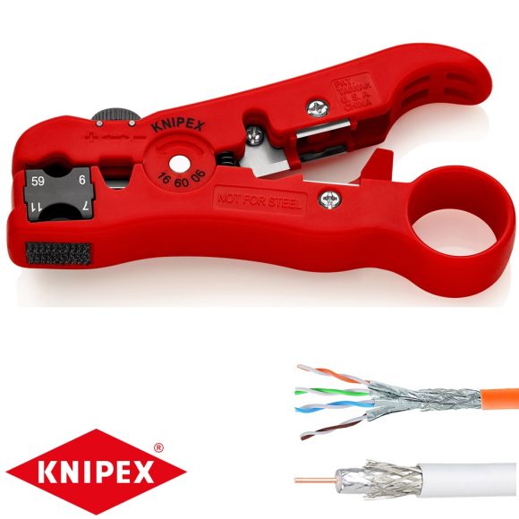 Knipex 16 60 06  csupaszító szerszám koax- és adatkábelekhez (125 mm)