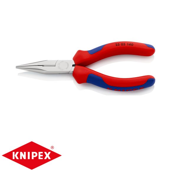 Knipex 25 05 140 félkerek csőrű fogó vágóéllel (krómozott, 140 mm)