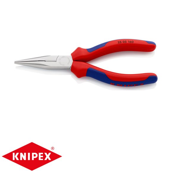 Knipex 25 05 160 félkerek csőrű fogó vágóéllel (krómozott, 160 mm)