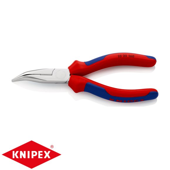 Knipex 25 25 160 hajlított félkerek csőrű fogó vágóéllel (krómozott, 160 mm)