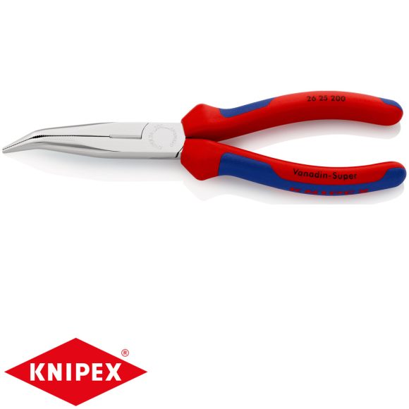 Knipex 26 25 200 hajlított félkerek csőrű fogó vágóéllel (krómozott, 200 mm)