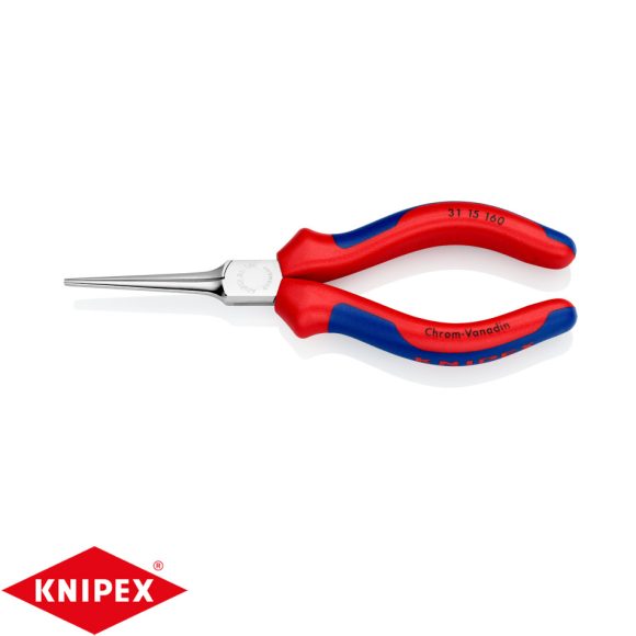 Knipex 31 15 160 tűhegyű hosszú laposfogó, krómozott, 2K nyél (160 mm)