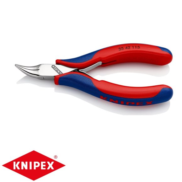 Knipex 35 42 115 elektronikai markoló fogó (45° hajlított félkerek hegyes pofával)(115 mm)