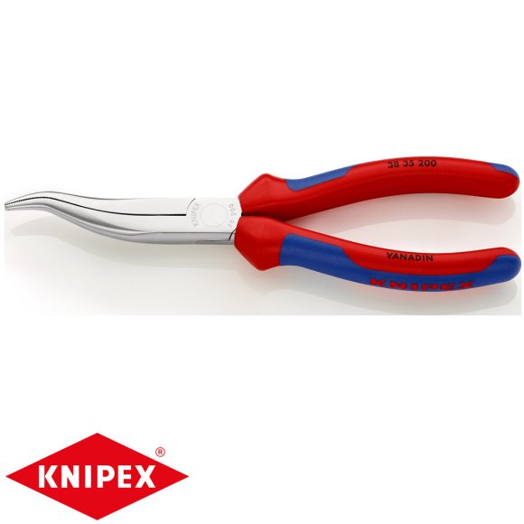 Knipex 38 35 200 könyökös félkerek csőrű fogó (krómozott, 200 mm)