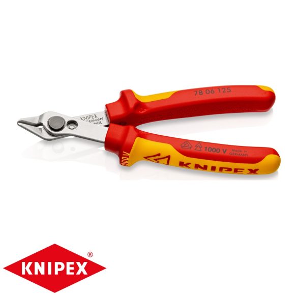 Knipex 78 06 125 Super Knips elektronikai oldalcsípő fogó (VDE, 125 mm)