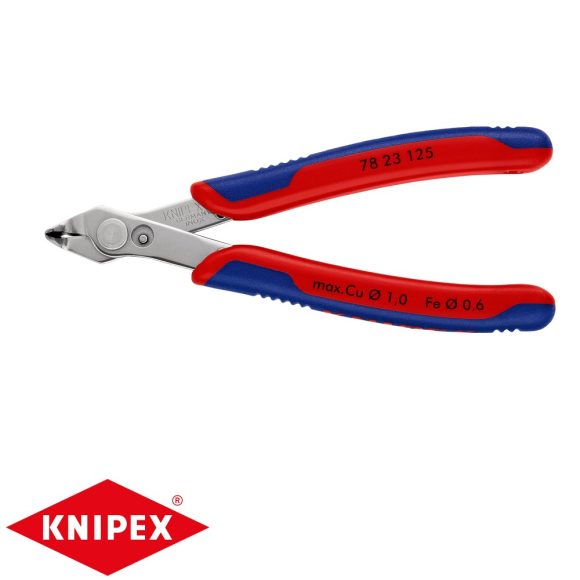 Knipex 78 23 125 Super Knips elektronikai oldalcsípő fogó (60°-ban döntött vágóél, 125 mm)