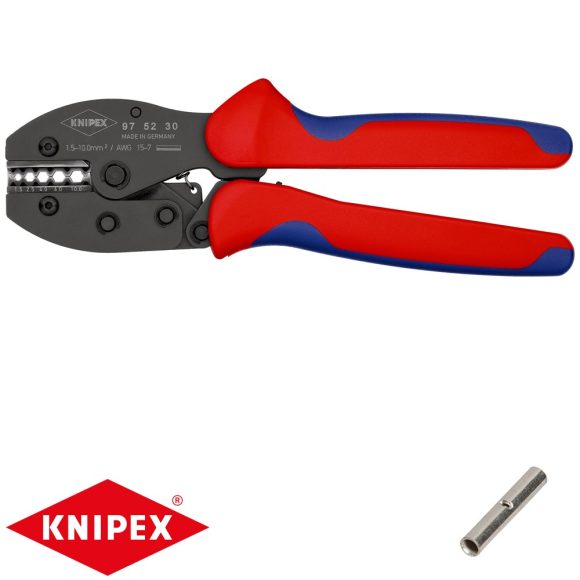 Knipex 97 52 30 krimpelő fogó szigeteletlen összekötőkhöz (1,5-10 mm2) (220 mm)