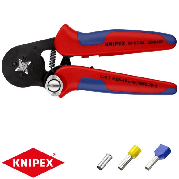 Knipex 97 53 04 önbeálló krimpelő fogó szigetelt és szigeteletlen érvéghüvelyhez (0,08-16 mm2) (180 mm)