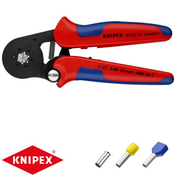 Knipex 97 53 14 önbeálló krimpelő fogó szigetelt és szigeteletlen érvéghüvelyhez (0,08-10 mm2) (180 mm)