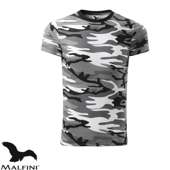 Malfini Camouflage 144 unisex póló, szürke terepszín 32  - S méret (100% pamut, 160 g/m2)