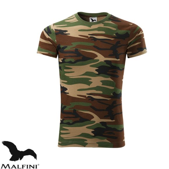 Malfini Camouflage 144 unisex póló, barna terepszín 33  - M méret (100% pamut, 160 g/m2)