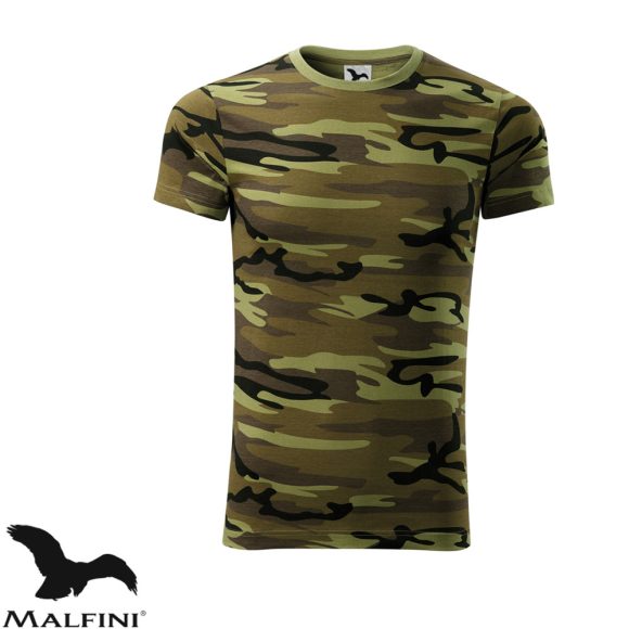 Malfini Camouflage 144 unisex póló, zöld terepszín 34  - M méret (100% pamut, 160 g/m2)