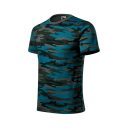 Malfini Camouflage 144 unisex póló, petrol terepszín C1  - XL méret (100% pamut, 160 g/m2)