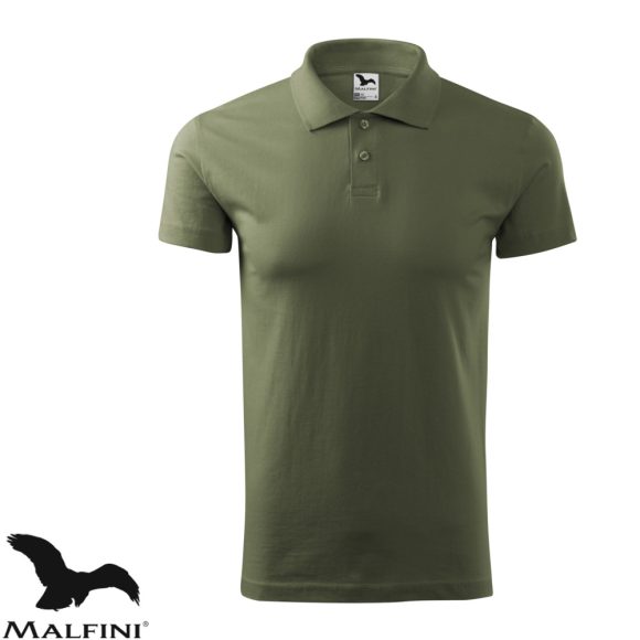 Malfini Single J. 202 férfi galléros póló, khaki 09 - M méret (100% pamut, 180 g/m2)