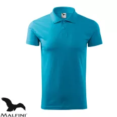   Malfini Single J. 202 férfi galléros póló, türkiz 44 - S méret (100% pamut, 180 g/m2)