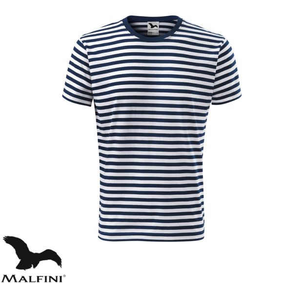 Malfini Sailor 803 unisex póló, temgerészkék csíkos 02  - 3XL méret (100% pamut, 150 g/m2)