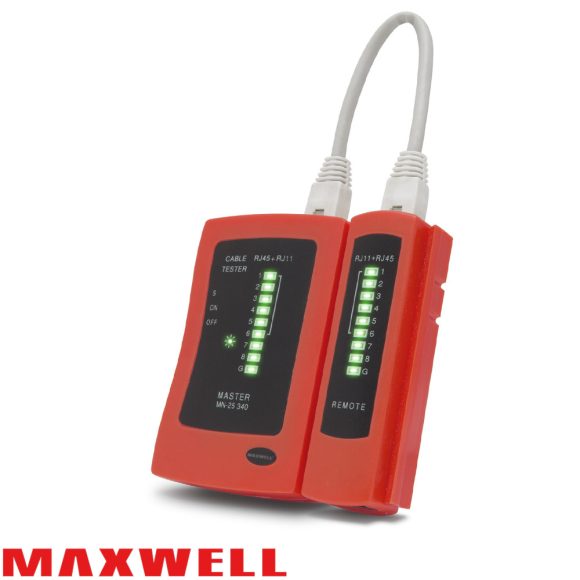 Maxwell 25340 kábeltesztelő műszer (RJ11, RJ12, RJ45)