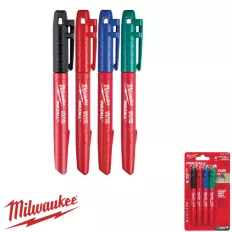   Milwaukee 48223106 INKZALL jelölőfilc készlet, vékony - 1 mm (tartós) (fekete, piros, kék, zöld)