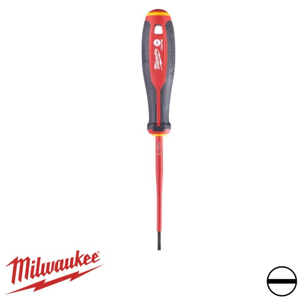 Milwaukee szigetelt lapos csavarhúzó 3x100 mm (VDE 1000V, Tri-Lobe markolat)