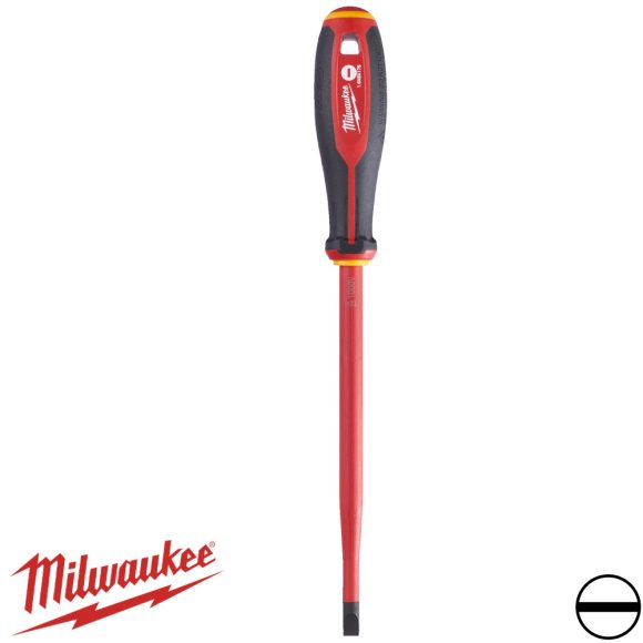 Milwaukee szigetelt lapos csavarhúzó 8x175 mm (VDE 1000V, Tri-Lobe markolat)