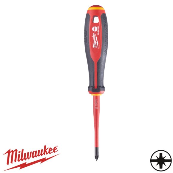 Milwaukee szigetelt csavarhúzó PZ1/SLx80 mm (VDE 1000V, Tri-Lobe markolat)