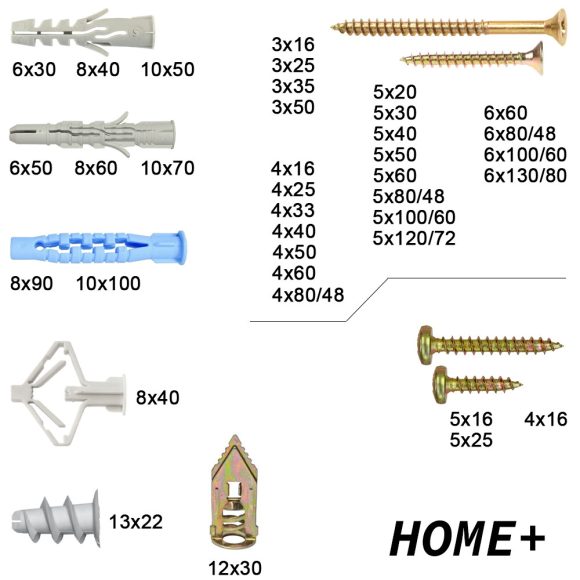 Mesterellátó 7001 HOME+ tipli és forgácslapcsavar készlet, 280 db-os