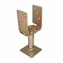 3217482 állítható szélességű lefúrható oszloptalp 60-160x70x120/M20x130 mm (sárg. horganyzott)