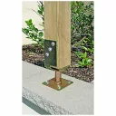 3217482 állítható szélességű lefúrható oszloptalp 60-160x70x120/M20x130 mm (sárg. horganyzott)