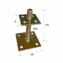 3217485 lefúrható talpas oszloptalp állítható magassággal, M20x150 - 100/70 mm (sárg. horganyzott)