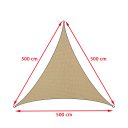 3393401 háromszög napvitorla, homok - 5x5x5 m (180g/m2 HDPE szövet)