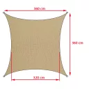 3393402 napvitorla, homok - 3,6x3,6 m (180g/m2 HDPE szövet)