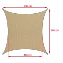 3393403 napvitorla, homok - 5x5 m (180g/m2 HDPE szövet)