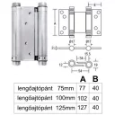 3960205 Lengőajtópánt, inox - 125 mm