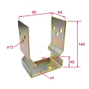 Rogyasztott oszloptalp, lefúrható 90x65 mm (sárgára passzivált)